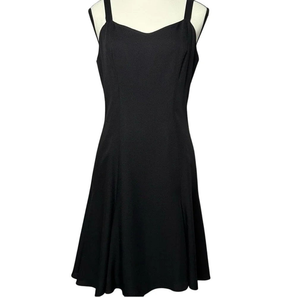 Vintage 90s Cynthia Rowley Strappy Black‎ Mini Dress 8 Cocktail Party Holiday